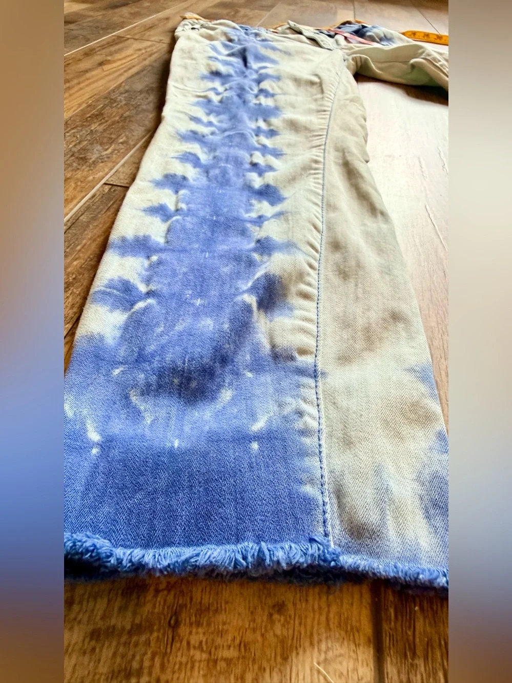 Tory Burch - Ana Frayed Hem Ankle Jeans - 27 - Indigo White Shibori Tie Dye
